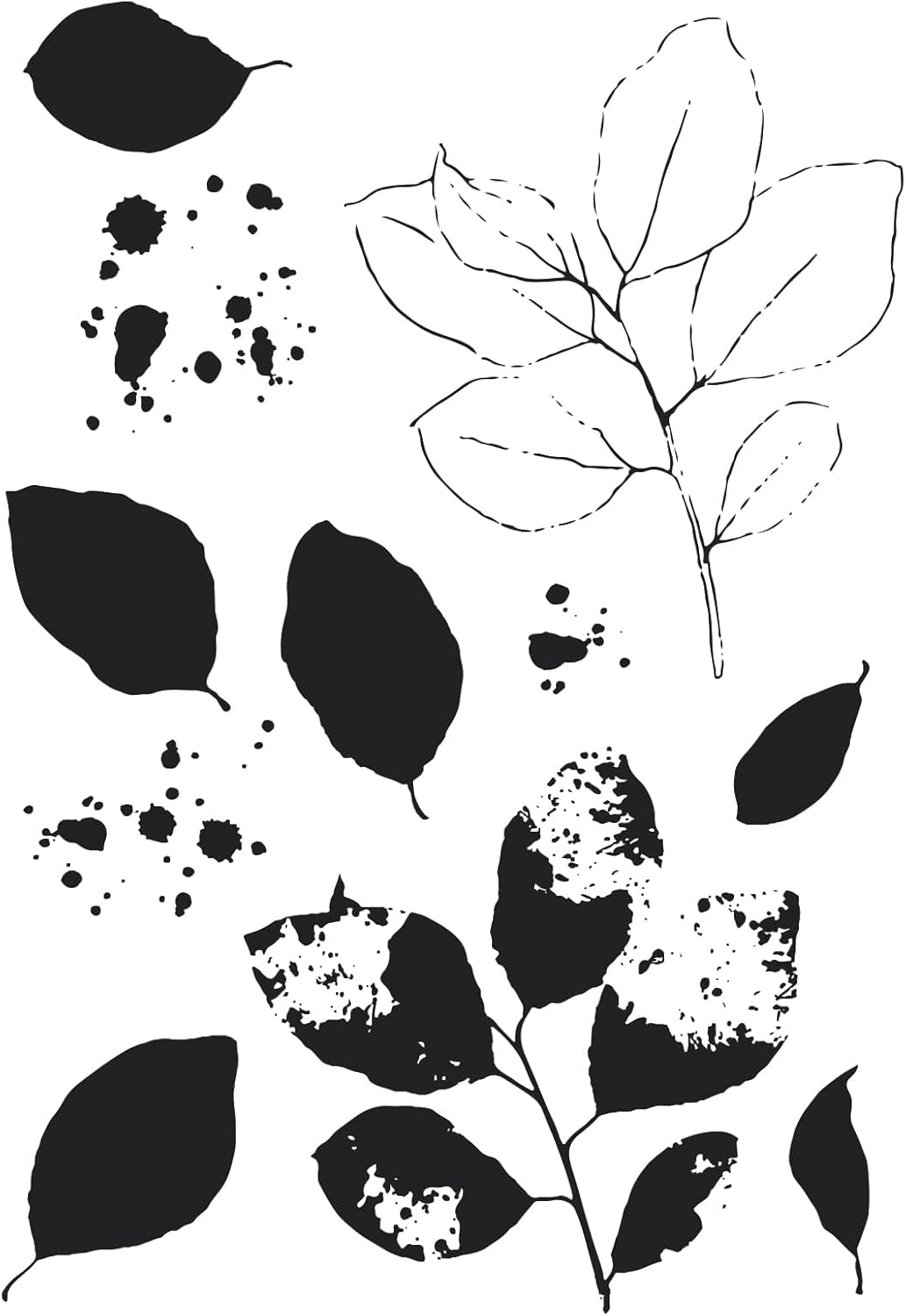 Sizzix A5 Clear Stamps & Framelits Dies - Painted Pencil Leaves by 49 and Market