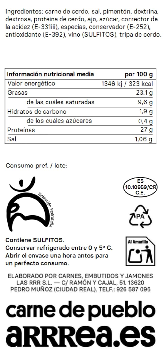 Chorizos Caseros Arrrea 2 x 500 g