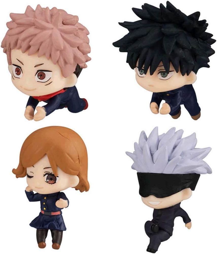 SHOCKTU Anime Figure, Gojo Satoru Itadori Yuji Fushiguro Megumi Figures Cute Cartoon Anime Decorations Action Toys (4 PCS)