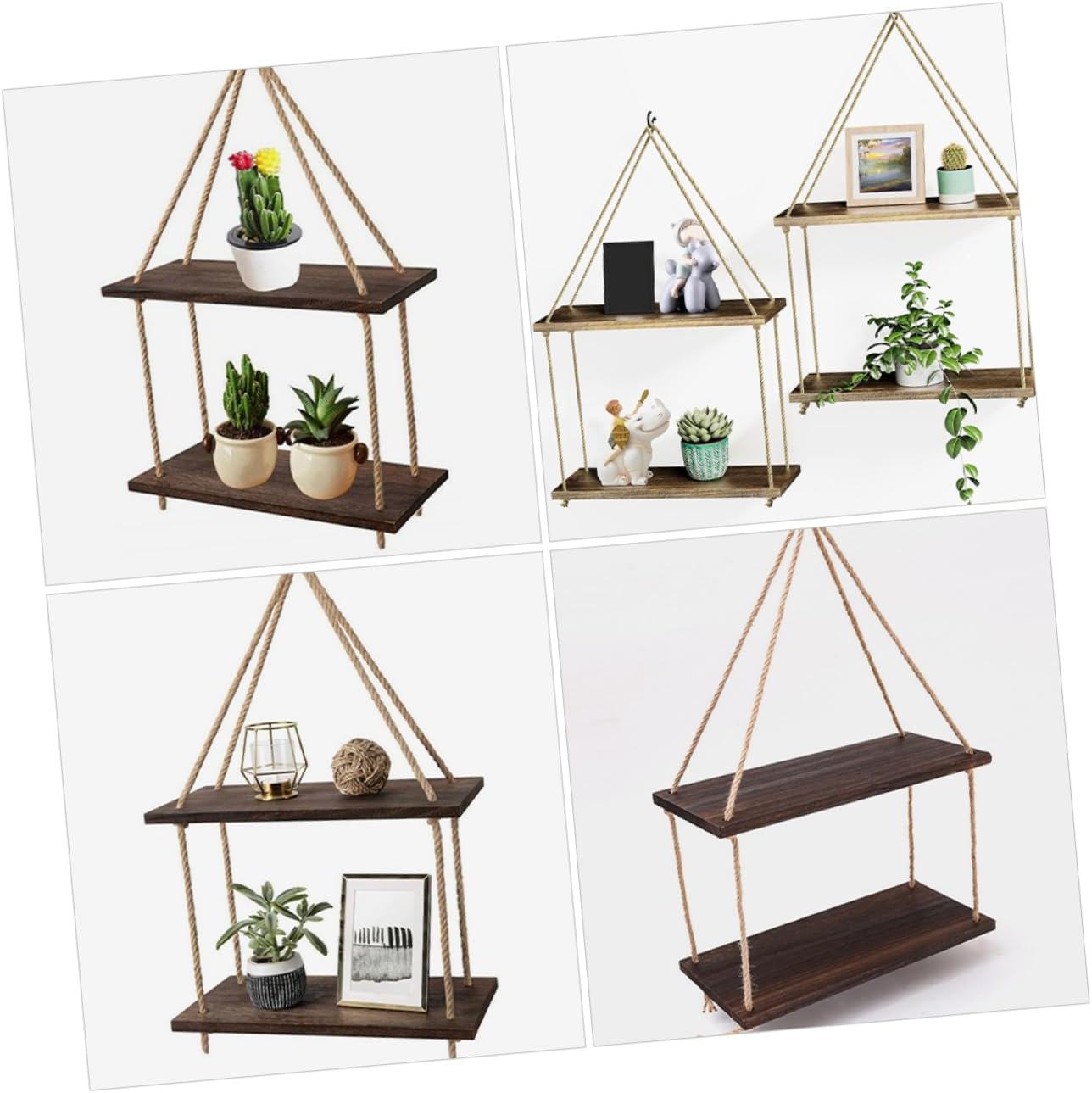 1set Rustic Wood Floating Shelves Set for Wall Storage for Living Room Bedroom Bathroom Multi-Purpose Decorative and Functional Wall Rack for Plants and Decor Items