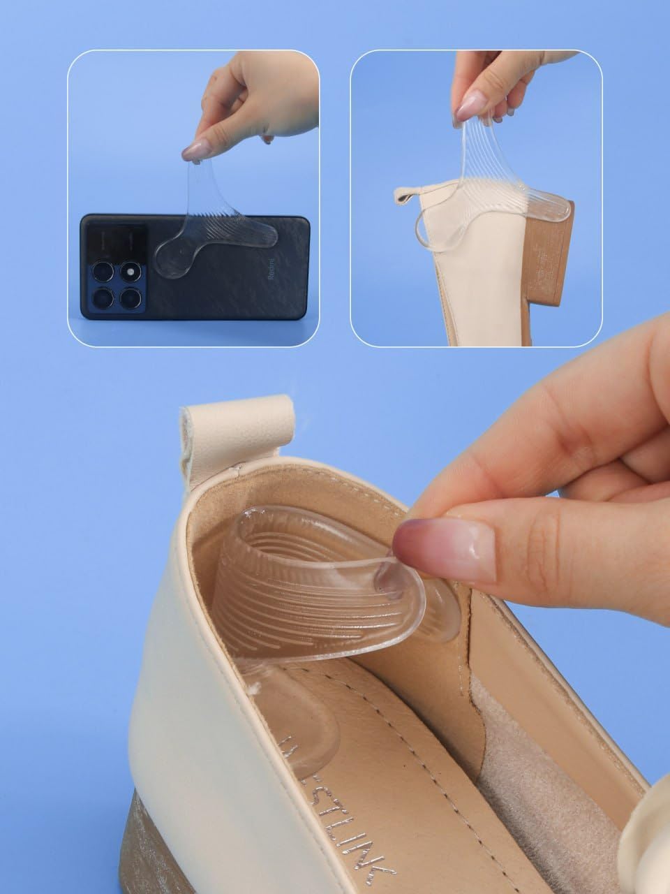 FifthNest Transparent Heel Grip Pads for Women | Silicone Non Slip Heel Stickers for Loose Shoes | Self Adhesive Invisible Heel Cushion Pads for Comfort and Daily Wear | 1 Pair 4