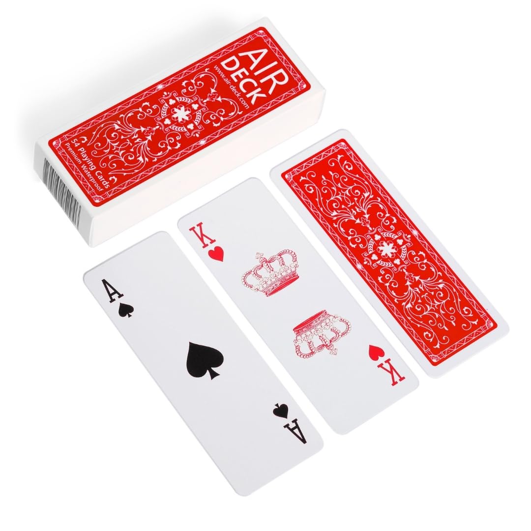 Air Deck - Lightweight and Compact Playing Cards for Travel - 54 Cards, Holiday Card Game (Classic Red)