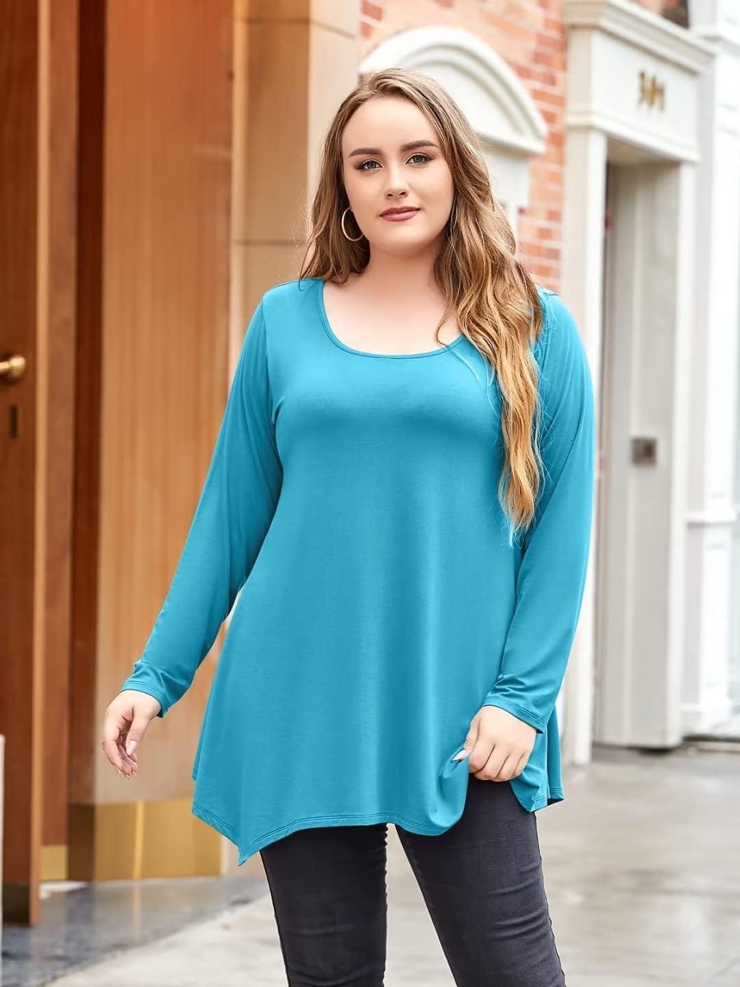 LARACE Womens Long Sleeve Flattering Comfy Tunic Loose Fit Flowy Top - Image 2