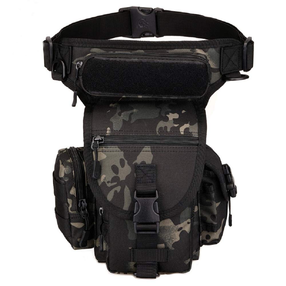 Molle taktyczna torba na nogę, sportowa, wojskowa torba na pasek, wodoszczelna torba na nogę, do jazdy na rowerze, wędrówek, wspinaczki (kamuflaż nocny)