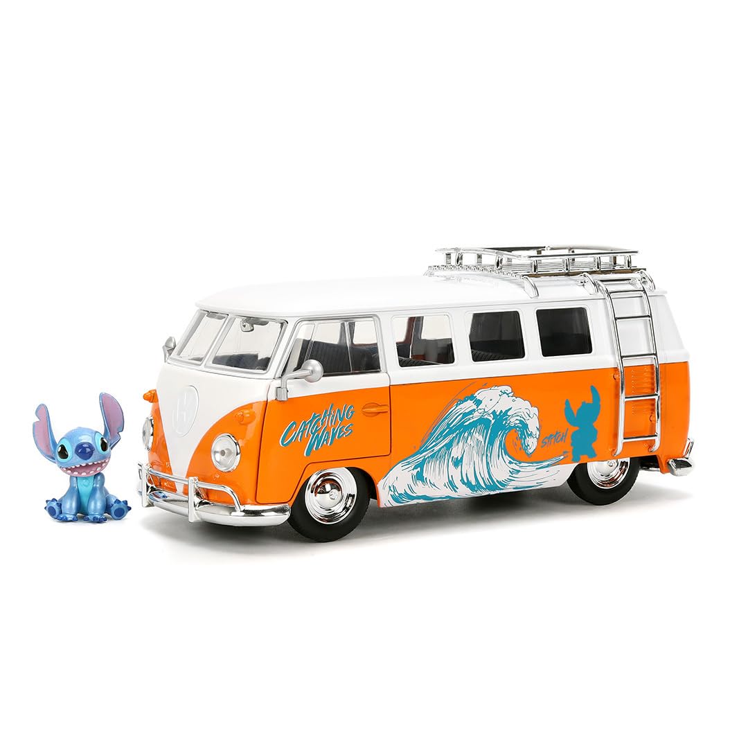 Stitch Figure and 1961 Volkswagen Bus 1:24 Scale Jada 36340