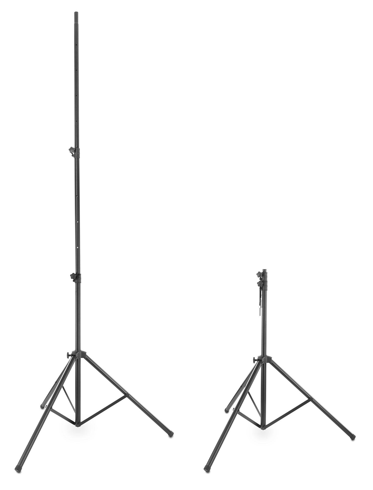 Showlite LS325 Statore Luci (Statore stabile per luci e casse per uso mobile, portata max: 50 kg, estensibile fino a 325 cm, estremità tubo 35 mm Ø, alluminio) Nero