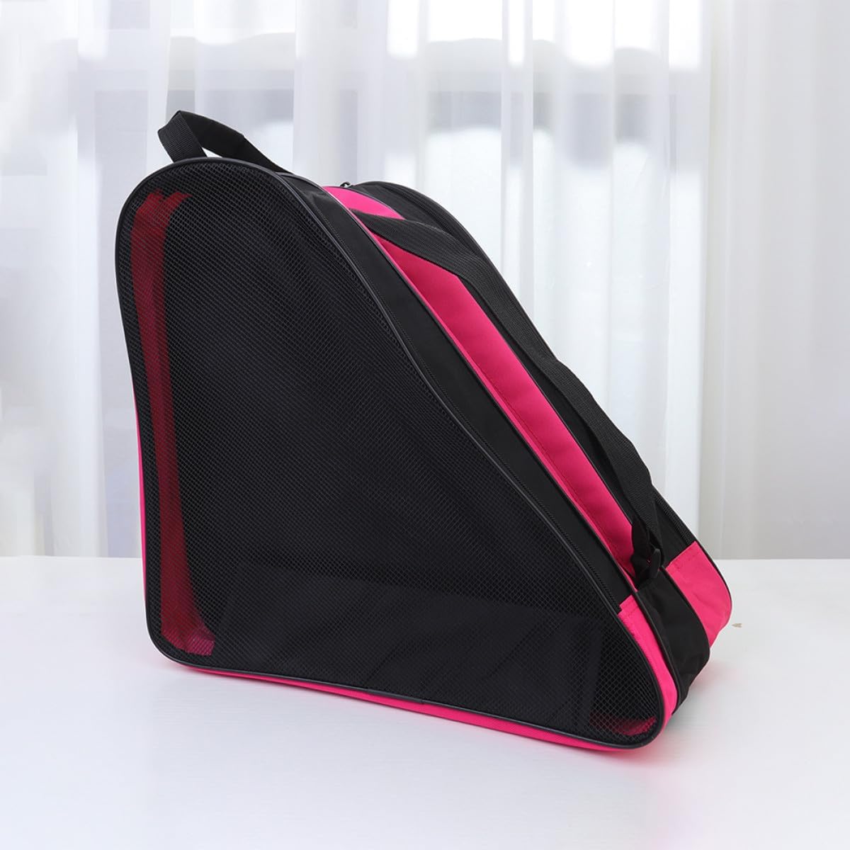 Roller Skates Storage Bag with Shoulder Strap Breathable Oxford Fabric Portable Skates Storage Holder for Ice Skating Pink
