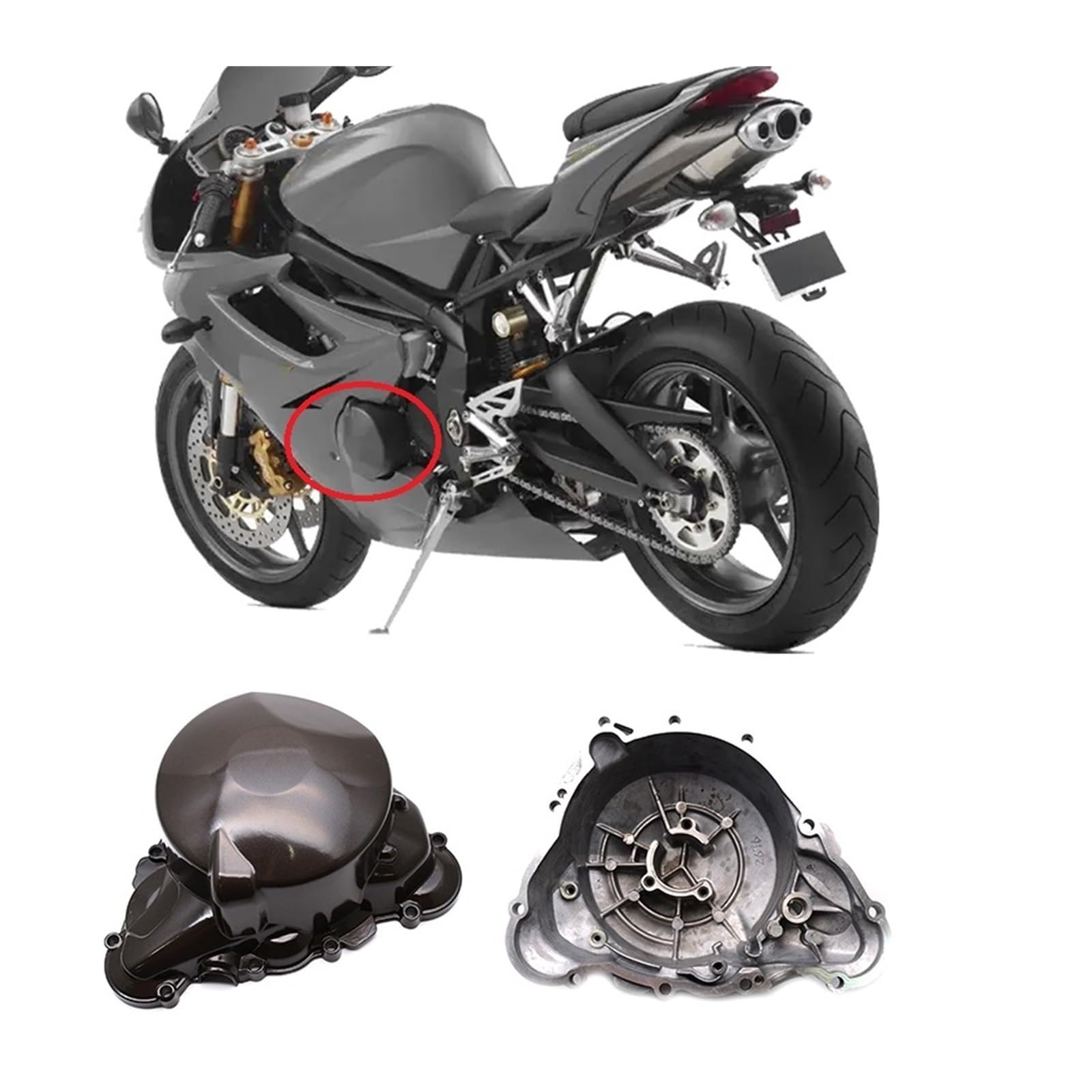 Protectores del cárter del Motor de la Moto Cárter de Aluminio Izquierdo de Motocicleta para Cubierta de estator de Motor para 675 2006-2012 para Protectores de Aletas de Motor