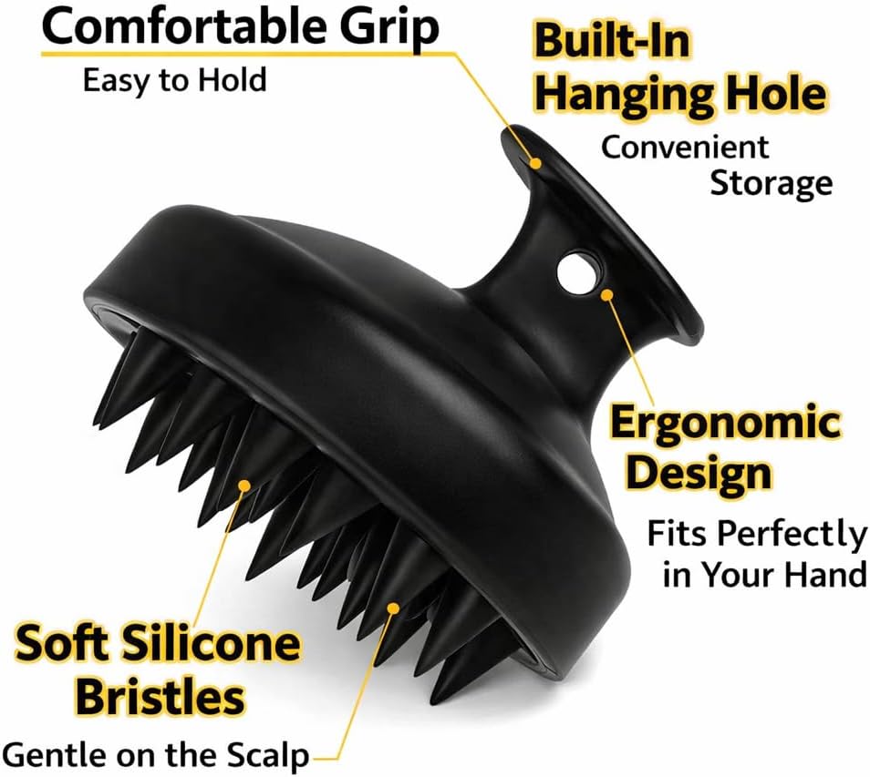 Hair Scalp Massager - Silicone Shampoo Brush for Dandruff Removal and Deep Scalp Massage, Waterproof Hair Scalp Scrubber for Thick, Curly and Straight Hair