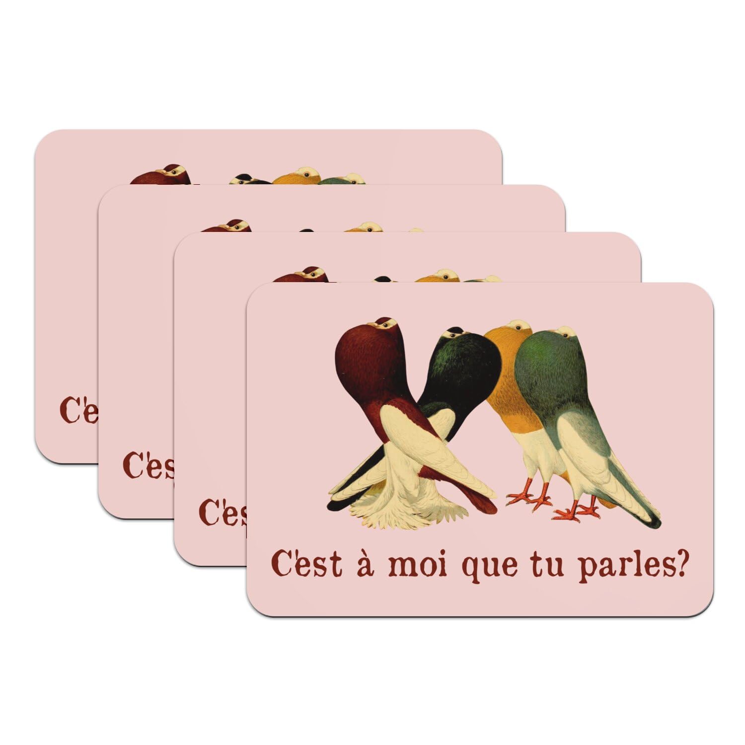 Sets de table rose grand format caoutchouc tapis de table design pigeon