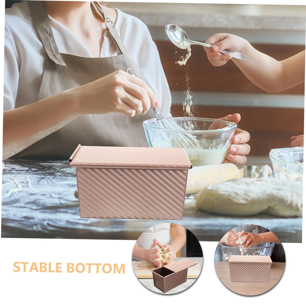 Molde con Rectangular para Pan Carbono Hornear al Acero Tapa
