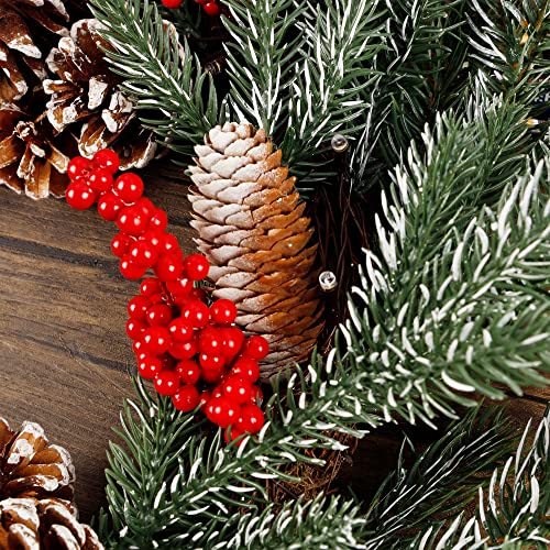 winemana-24-Inch-Pre-Lit-Christmas-Wreath-with-Hanger-Timer-Pine-Cone-and-Red-Berries-Battery-Operated-20-LED-Lighted-Artificial-Wreath-Decoration-for-Front-Door-Mantel-Xmas-Party winemana 24 Inch Pre Lit Christmas Wreath with Hanger Timer Pine Cone and Red Berries Battery Operated 20 LED Lighted Artificial Wreath Decoration for Front Door Mantel Xmas Party