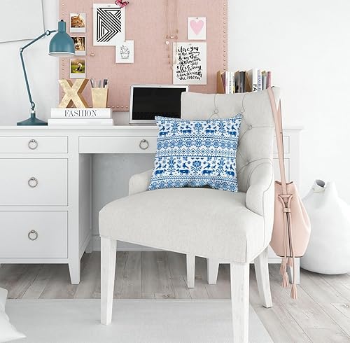 Miniatura 3 de Juego de 2 fundas de almohada de 18 x 18 pulgadas, patrón azul marino y blanco, funda de almohada cuadrada para cojín de exterior, diseño