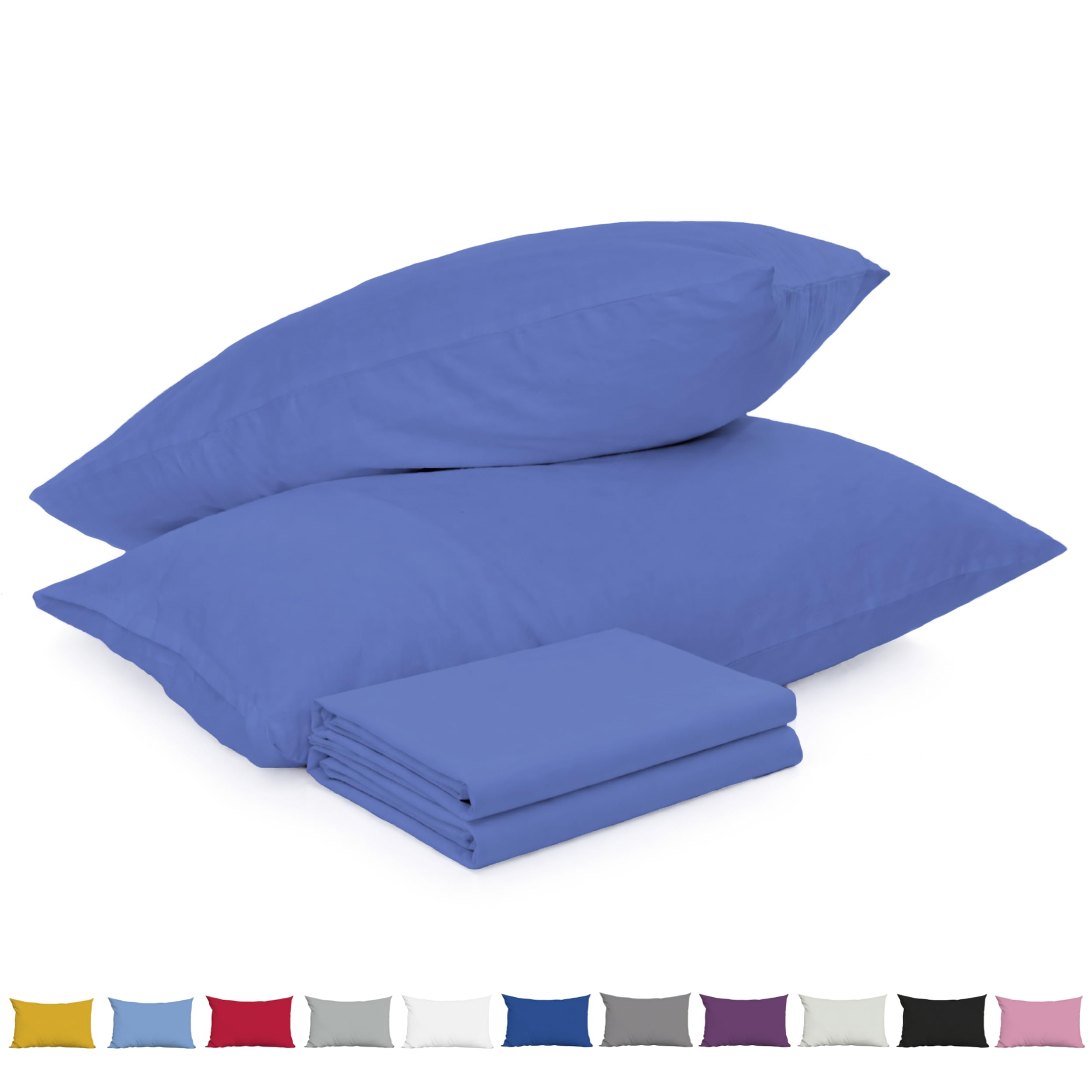 Pillow Cases 2 Pack Navy Blue - 100% Brushed Microfibre UK-Standard Size 50x75cm Envelope Closure Pillowcase - Wrinkle Resistant Pillow Cover - OEKO-TEX Certified Pillowcases (Navy Blue, 2 Pack)