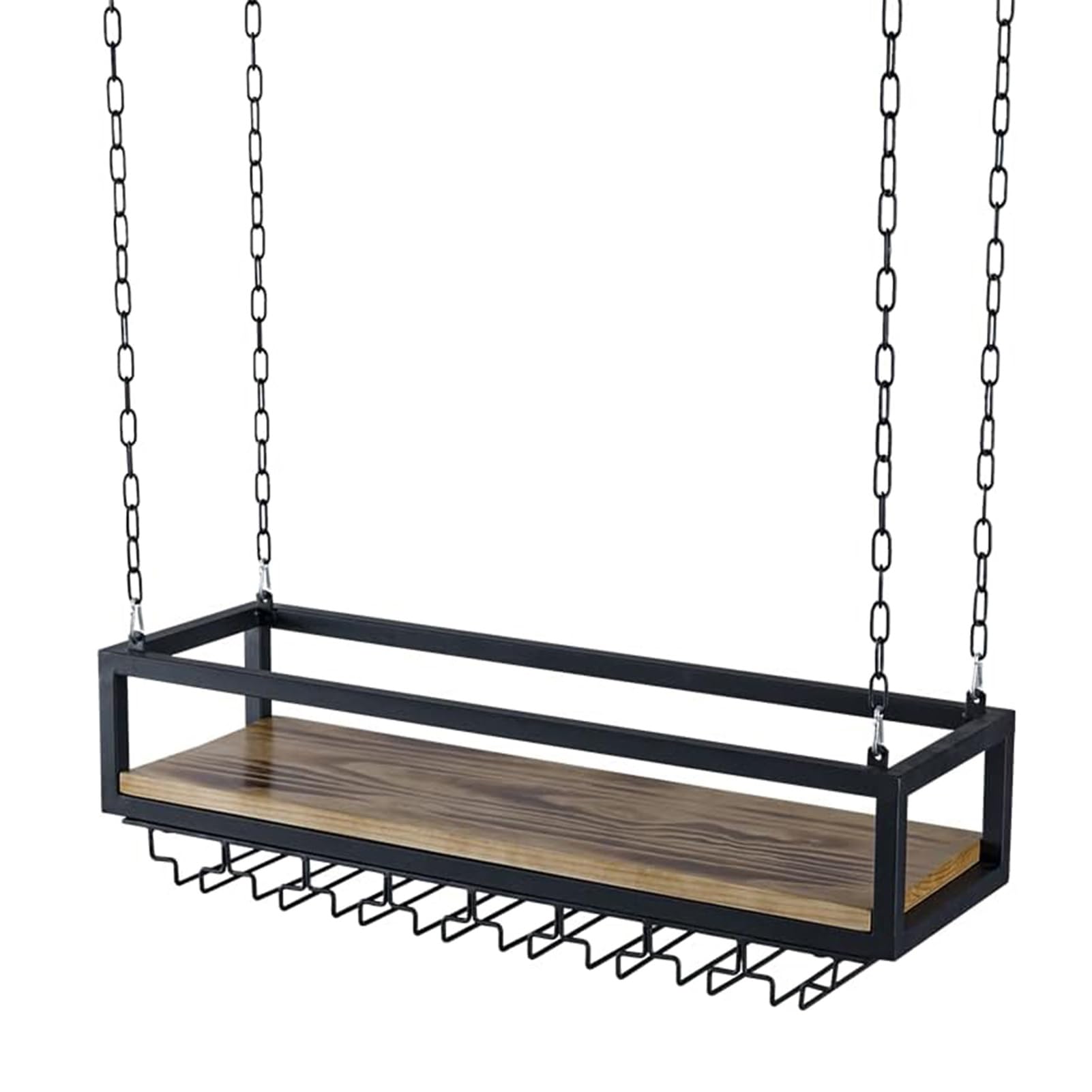 Étagère de Plafond Porte-Vin Suspendu Support de Verre à Vin Vintage Étagères Flottantes en Bois Massif en Fer pour Bars/Restaurants/Cuisines Support de Rangement, Hauteur réglable ( Size : 60x25x22cm