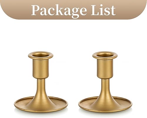 Miniatura 8 de Sziqiqi Juego de 2 portavelas dorados para candelabros, pequeños candelabros cónicos para centro de mesa de boda, soportes para velas a la luz de