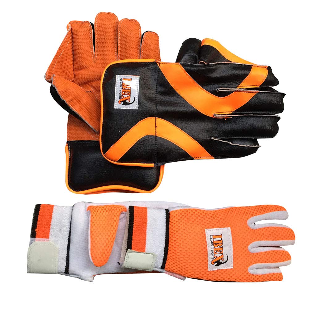 JetFire Ibex Practice Wicket Keeping Gloves and Inner Gloves Combo (Men, Orange)