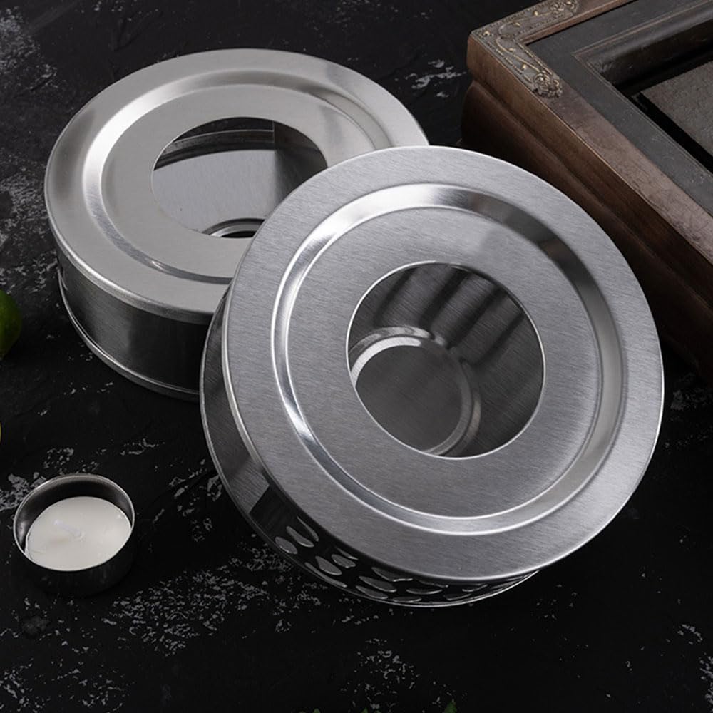 Voarge Calientaplatos para tetera acero inoxidable portavelas base té resistente calor
