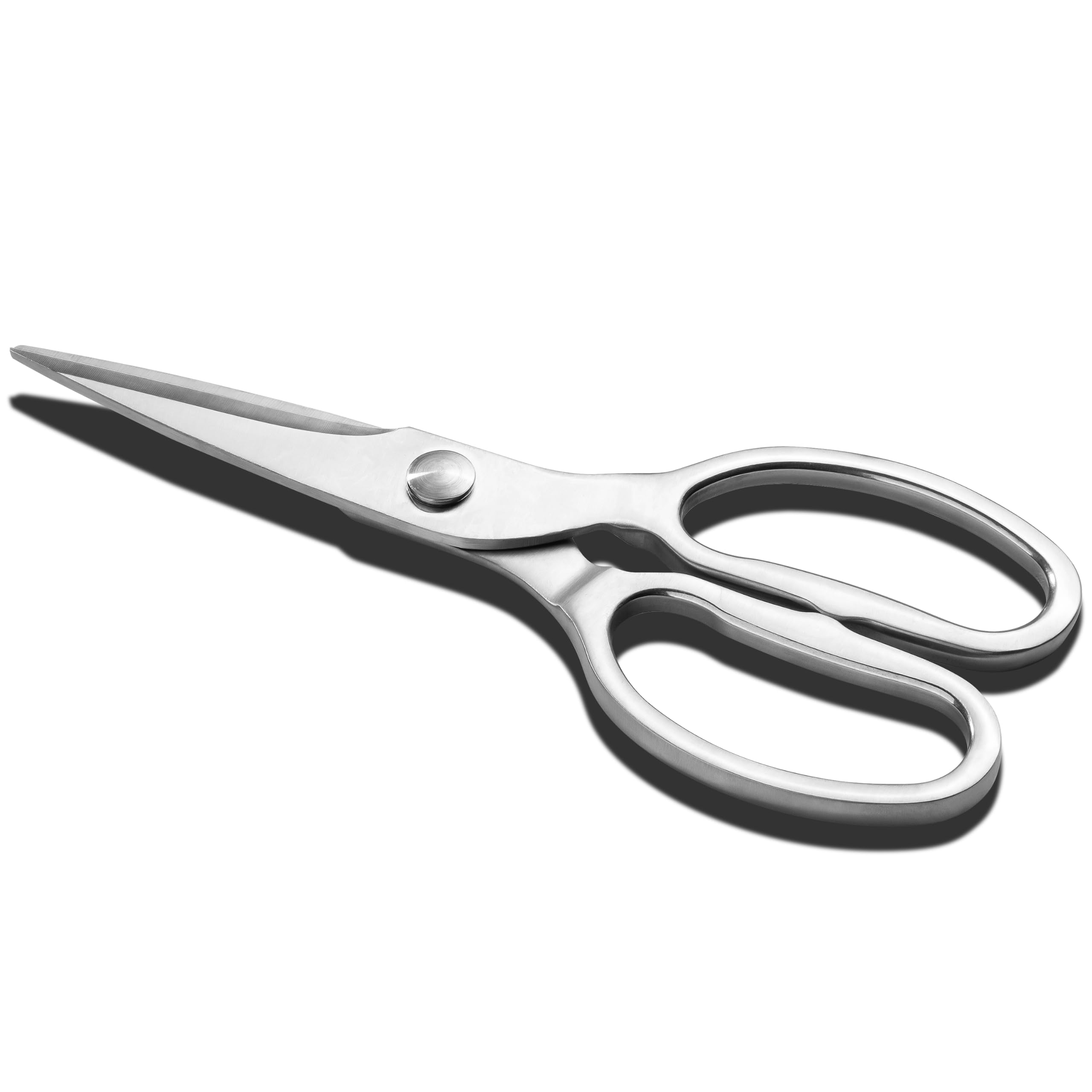Plys Kitchen Scissors Stainless Steel: Seamless Metal Kitchen Shears - Sharp Meat Cutting Cooking Scissors for Vegetable, Poultry, Silver