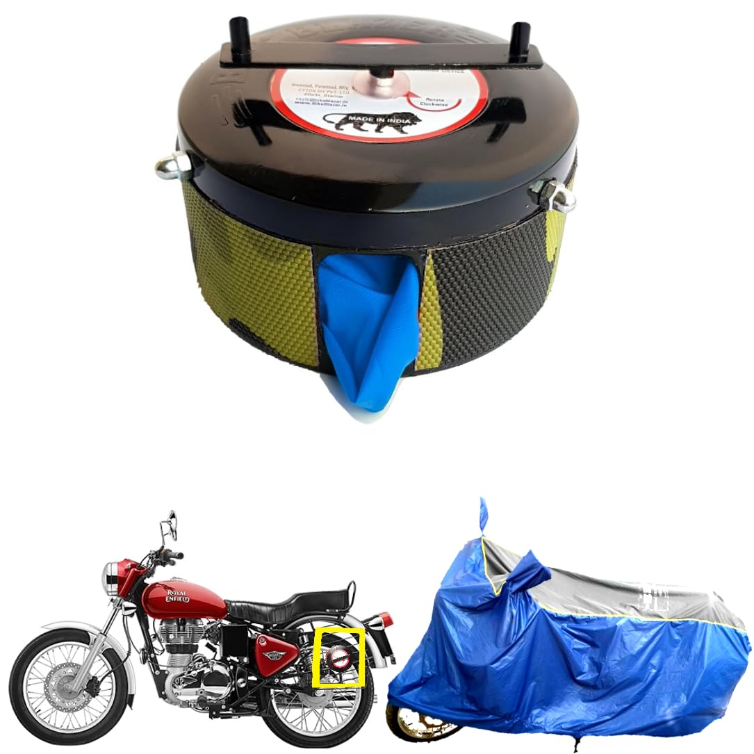 BIKEBLAZER® Semi-Automatic & Portable Full Body Bike Covers - Heavy Duty Device | 100% Rain Resistant | Anti-Theft | UV Protected & Dust Proof Covers | Compatible for All Royal Enfield Bike Models