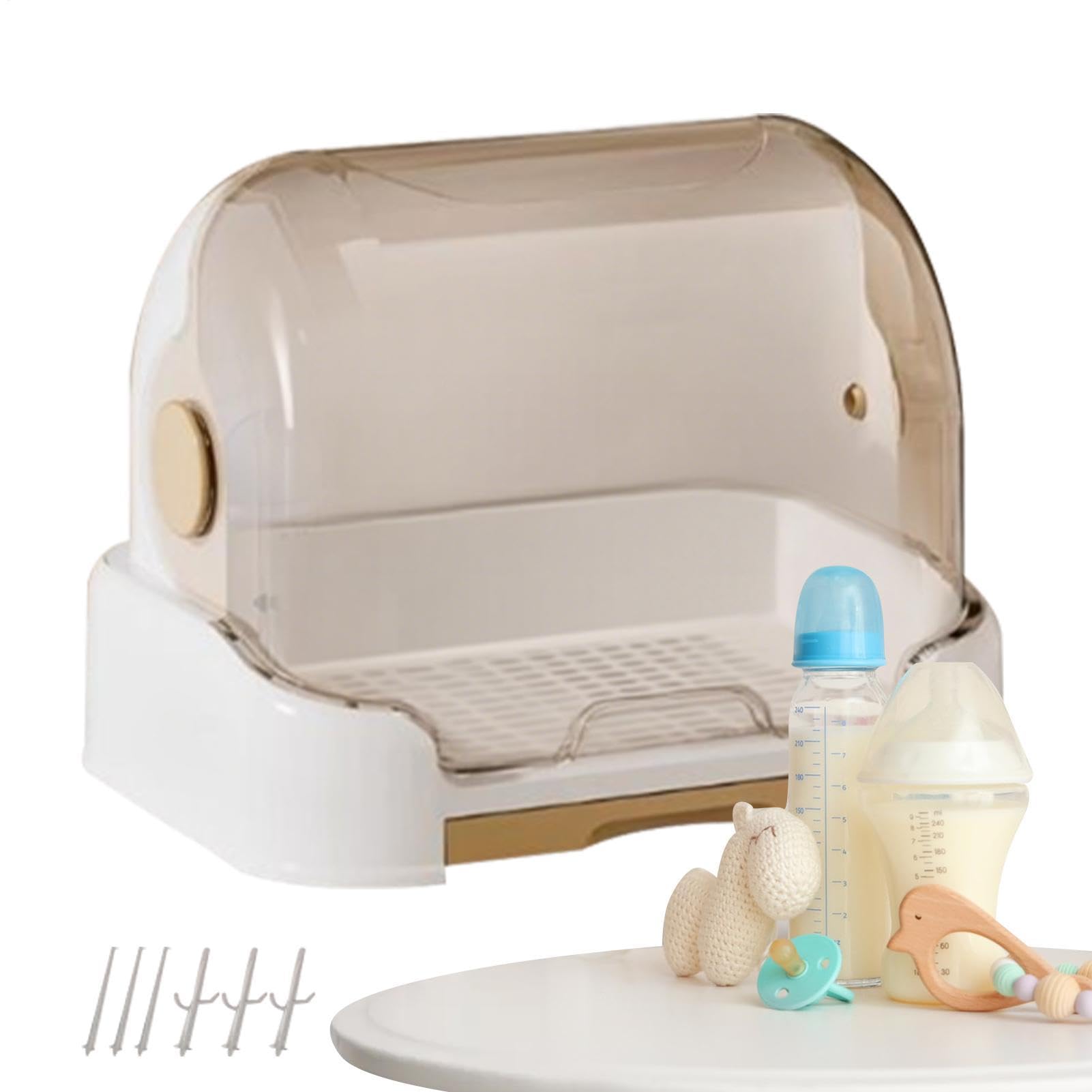 Générique Organisateur De Biberons - | Séchoir À Biberons | Boîte De Rangement De Bouteilles avec Couvercle, Porte-gobelet d'alimentation pour, Garde D', Support Amovible, Conteneur De Pépinière