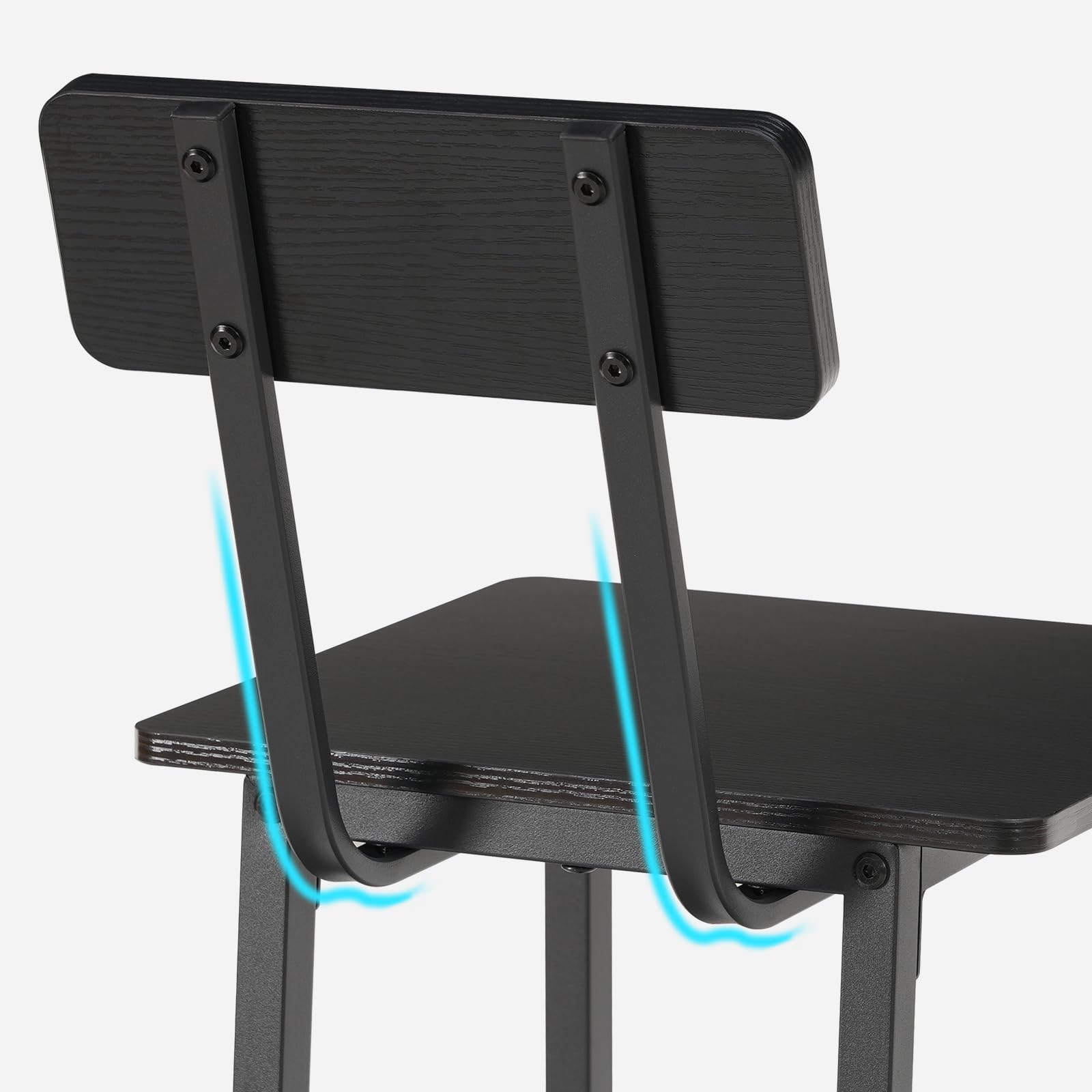 MAHANCRIS Bar Stools, Set of 2 Bar Chairs with Backrest, Kitchen Bar Stools with Footrest, 24.1" Tall Counter Bar Stools, Easy Assembly, for Dining Room, Bar, Black BAHB03101V