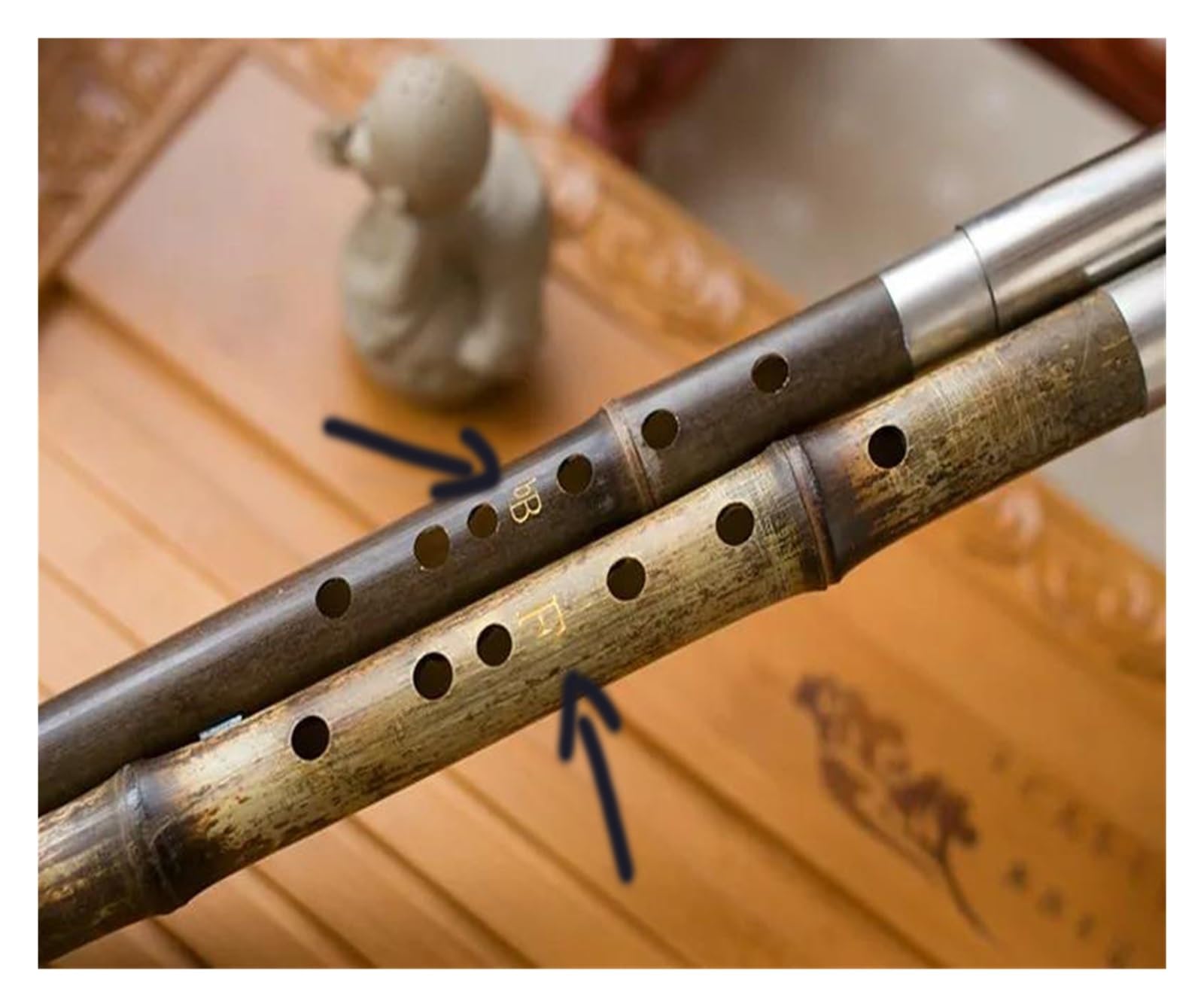 Flauta de Bambú Flauta Bawu Tubos Dobles Bambú Púrpura Flauta Bawu Bajo Flauta Soprano Bau(C G key)