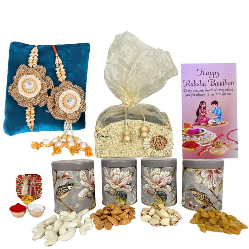 Image of NUTRI MIRACLE Rakhi Box of Pistachios, Walnuts, Raisins, Cashew, and Almonds | Dry Fruits and Chocolates Gifting for Client Appreciation
