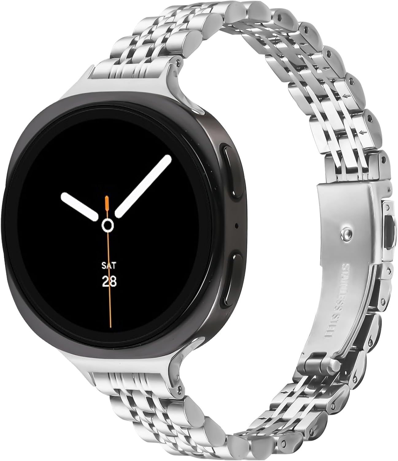 Straps Compatible with Samsung Galaxy Watch 8 40mm 44mm/Classic 46mm, Metal Adjustable Business Stainless Steel Replacement Band Strap Bracelet for Galaxy Watch 8 Men Women