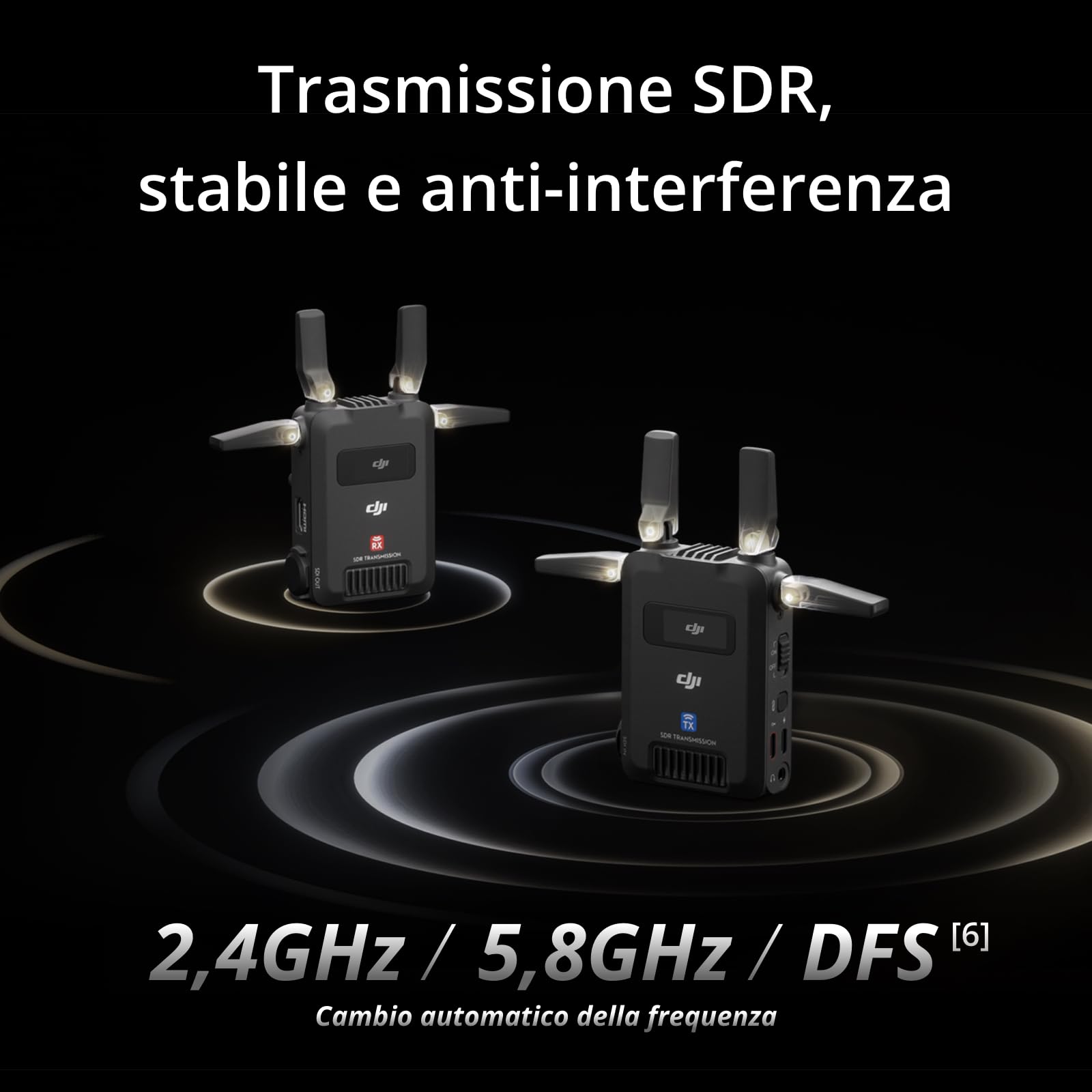 DJI SDR Transmission Combo, trasmissione video wireless SDR 3 km 1080p/60fps, trasmettitore e ricevitore, stabile e anti-interferenza, forte penetrazione, bitrate elevato, monitoraggio USB-C