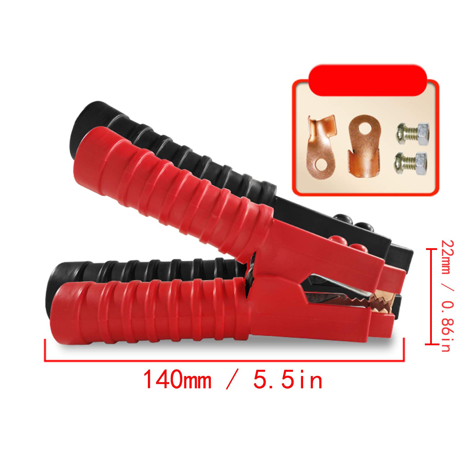 Produktbild von Krokodilklemmen 100A Isoliert – Batterieladezange Rot/schwarz, 90mm Länge