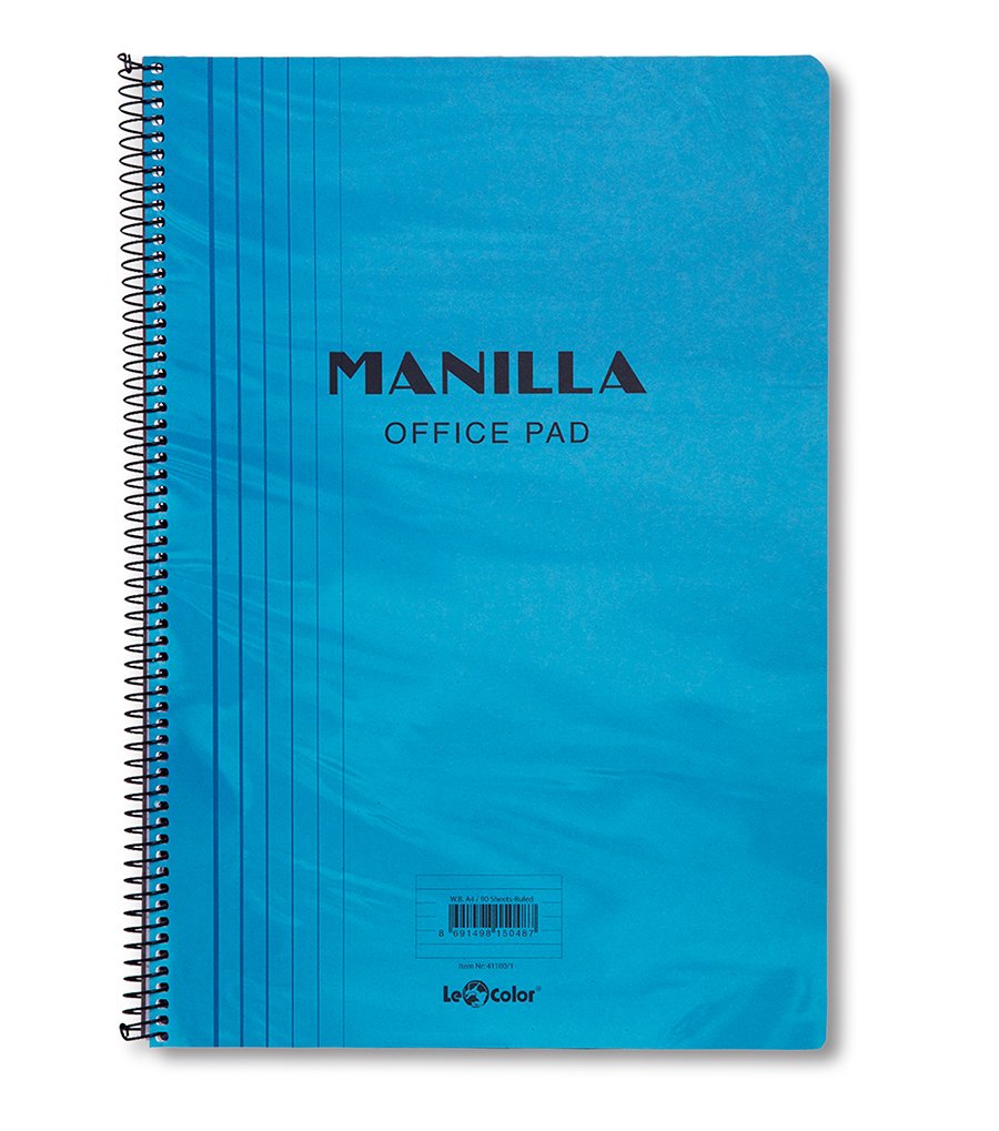 Lé Color 41100/2 Manila Notebook Yumuşak kapak, 1.hamur kağıt Spiralli, Mavi