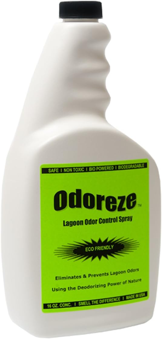 ODOREZE Natural Probiotic Lagoon Odor Control Additive & Spray: 32 oz. Concentrate Makes 128 Gallons & Treats 4,000 Sq. Yards