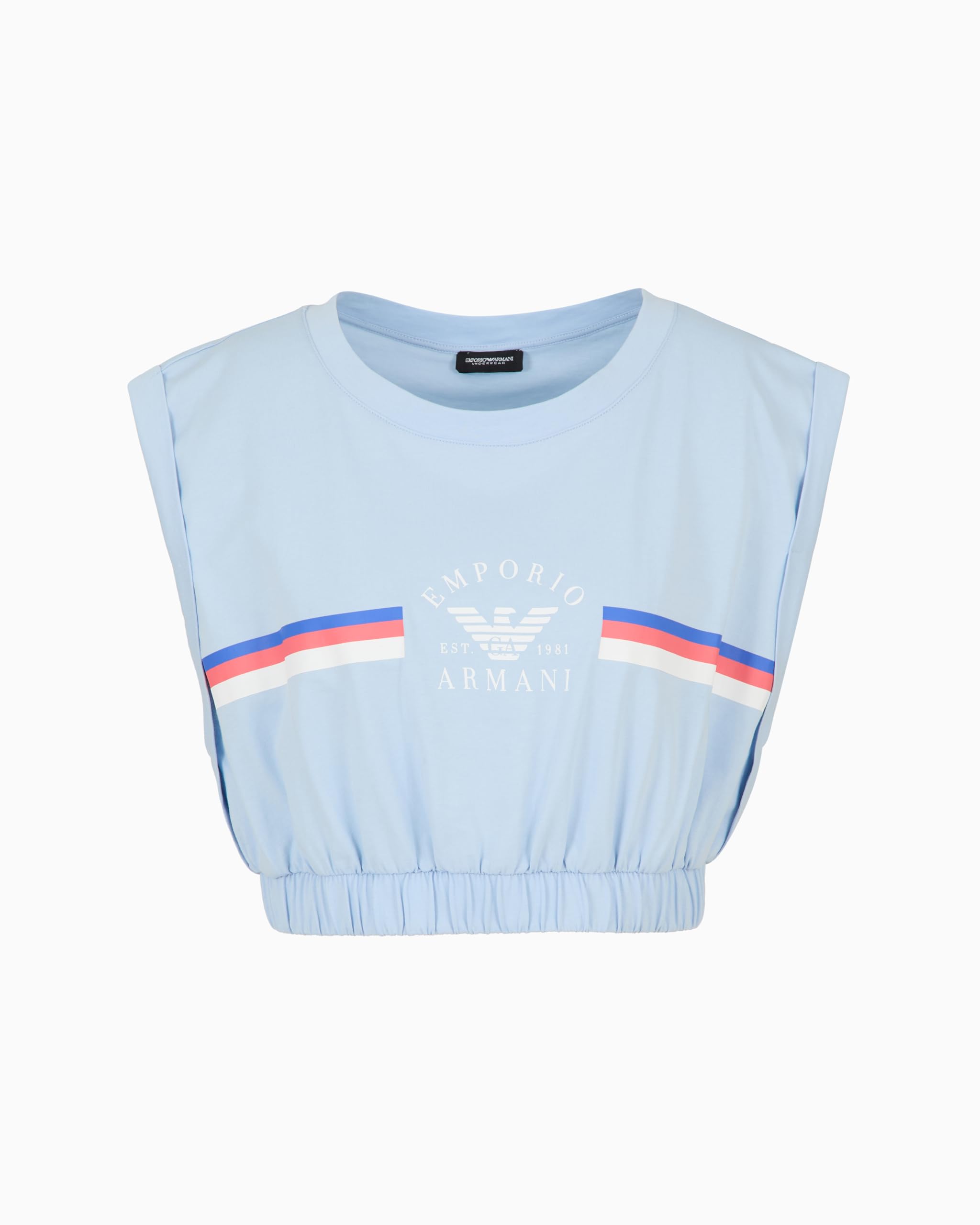 EMPORIO ARMANI Woman Logo Band Crop Top Blue L