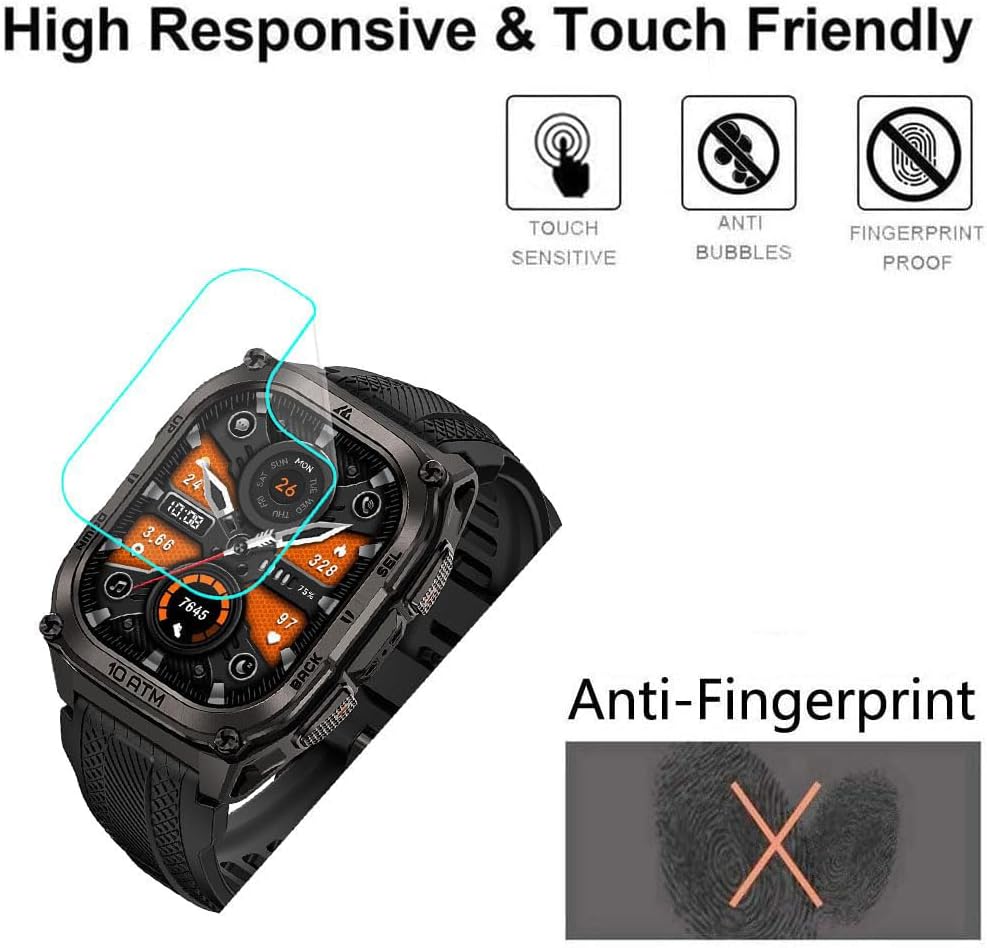 for KOSPET Tank M4 Smartwatch Screen Protector - [3 Pack] HD Clear Soft PET Film [Anti-Fingerprint] [Anti-Scratch] [Bubble Free] Compatible for KOSPET Tank M4C, Tank-M4 Smart Watch 1.96"