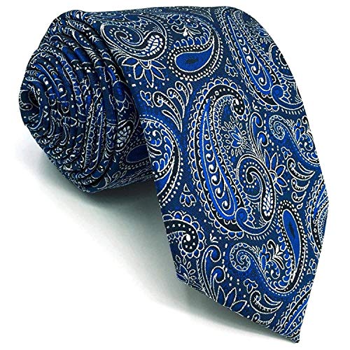 S&W SHLAX&WING Mens Ties Silk Neckties Cobalt Blue Paisley Extra Long Size 63"