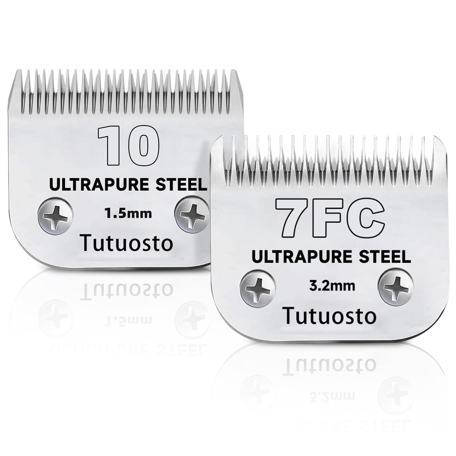 Tutuosto Clipper Blades Pet Grooming Clipper Replacement Blades Detachable Blade Compatible with andis/wahl/Oster Dog Clippers (10#&7FC)