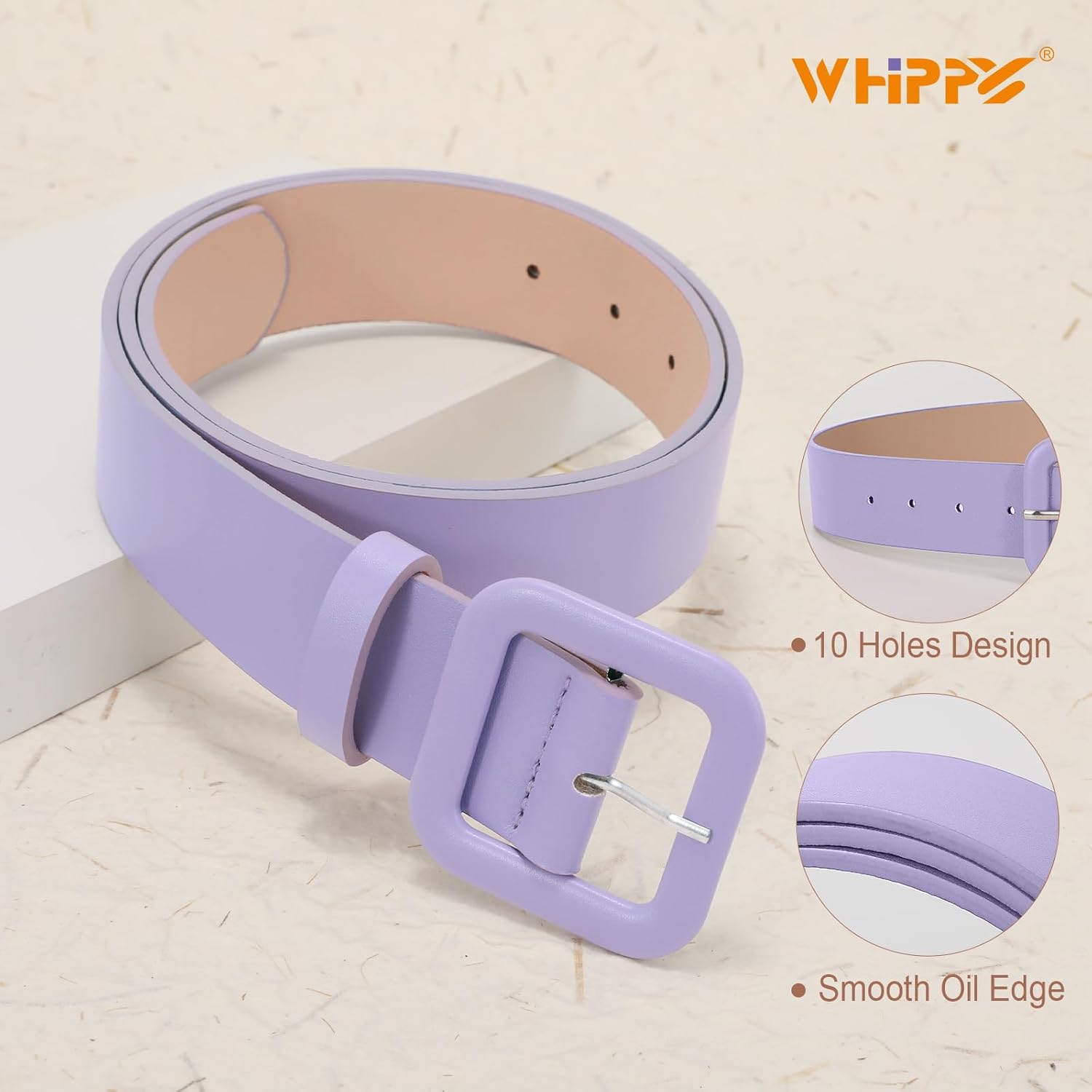 WHIPPY Women Leather Belt Candy Color Fashion Square Buckle Belt Ladies Belt for Jeans Pants Dresses - Image 3