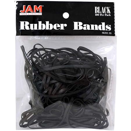 JAM PAPER Colorful Rubber Bands - Size 33 - Black Rubberbands - 100/Pack