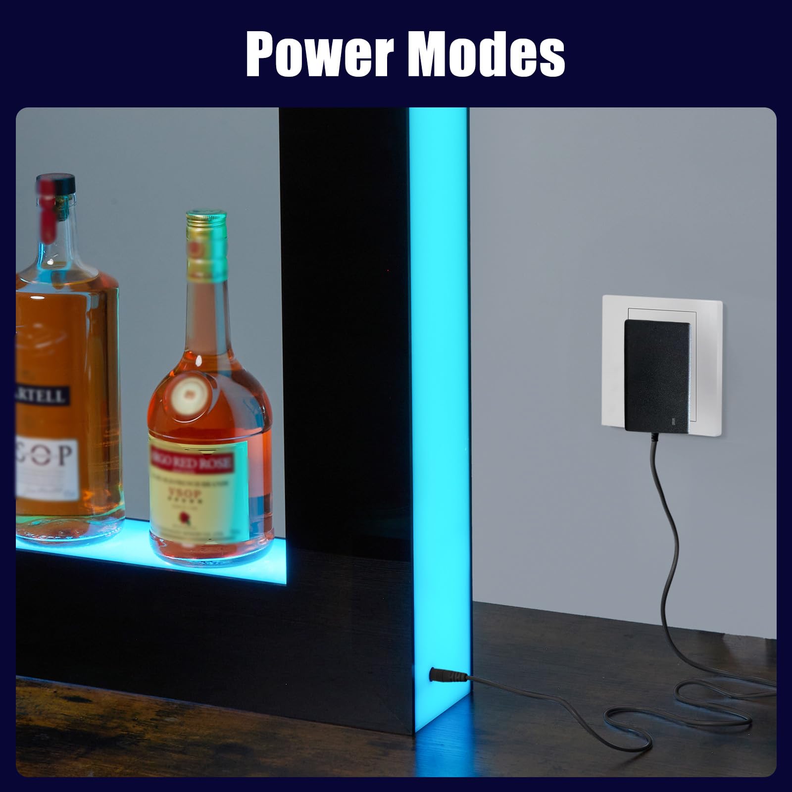 GarveeTech Liquor Bottle Display Shelf, Square 2 Tier 48 Inches Commercial LED Lighted Liquor Shelves with Remote & App Control, 16 Colors, Bottle Stand Multi-Color Lighting Modes for Bar