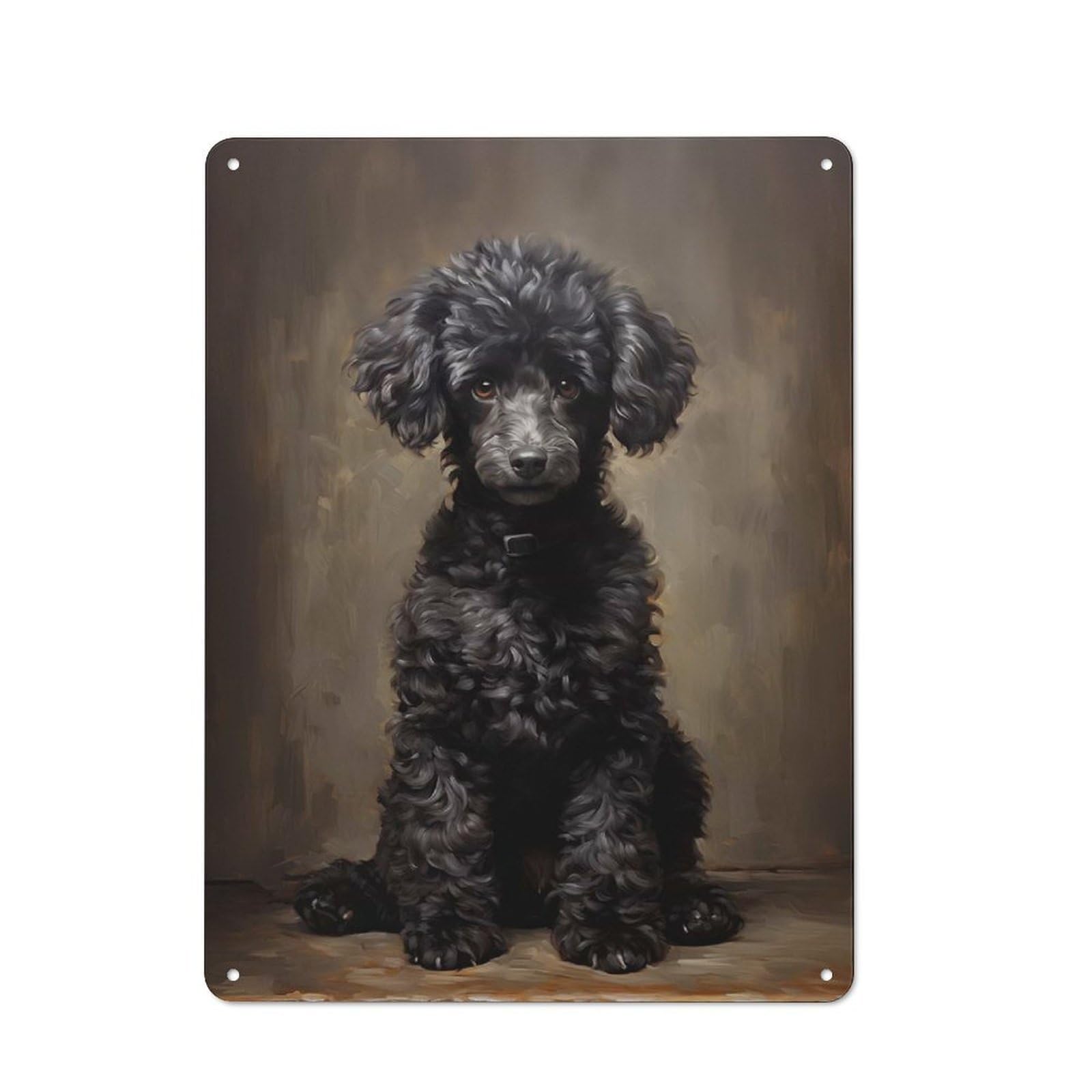 Junmoney Style-3 Industrial Metal Sign With Black Poodle Portrait Design 40X30cm, Clean Industrial Urban Room Decor For Flat, Bar, Studio Or Gallery Wall