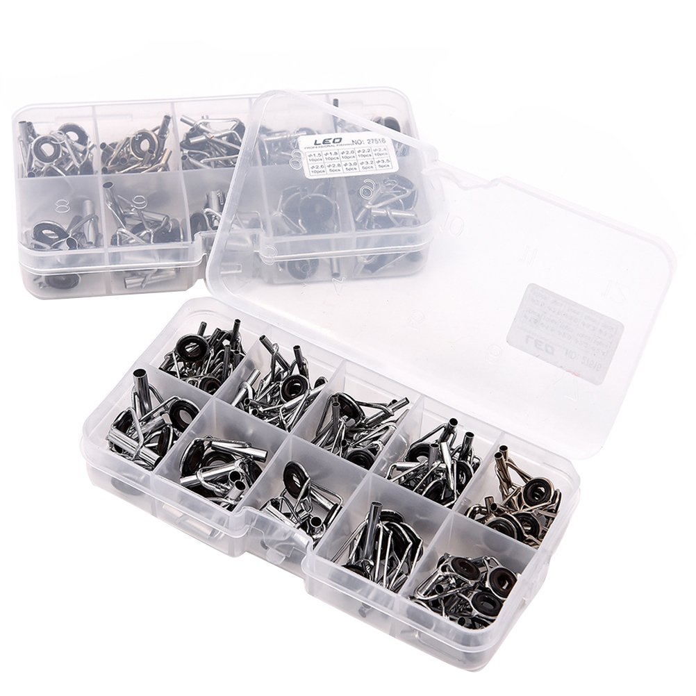 WINOMO 80pcs Fishing Rod DIY Set Kits Guides Tip Rings Variety of Sizes Accessories