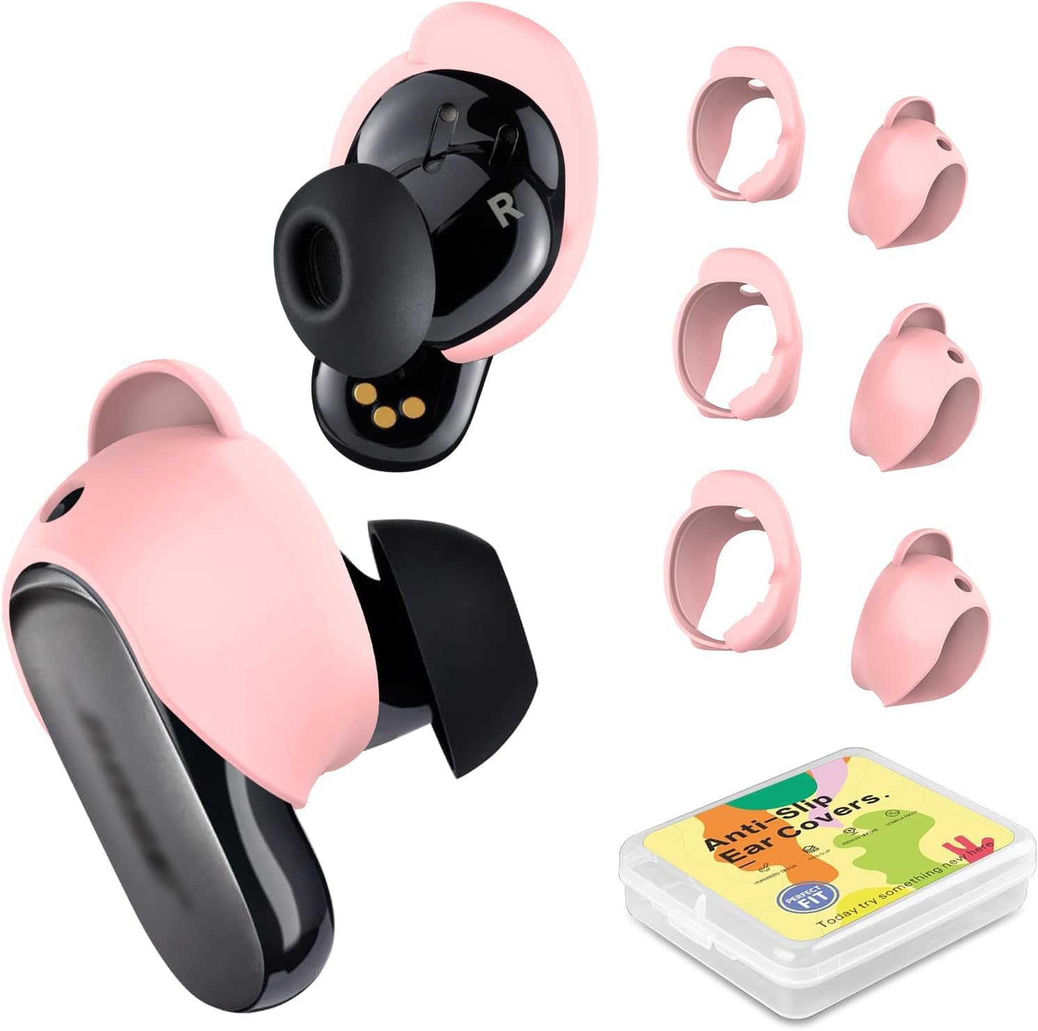 [3 Pairs] Ear Tips Cover for Bose QuietComfort Earbuds II (2022) &Bose QuietComfort Ultra Earbuds (2023), Silicone Sport Ear Hook Cover, Anti-Slip Replacement Eartip Accessories (S,M,L) (Black)