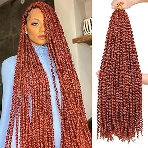 ZRQ 7Packs 30 Inch Copper Red Passion Twist Hair Water Wave Crochet Hair, for Butterfly Locs Hair Ginger Bohemian Spring Twist Hair Crochet Braids Synthetic Hair Extension #350 Cover