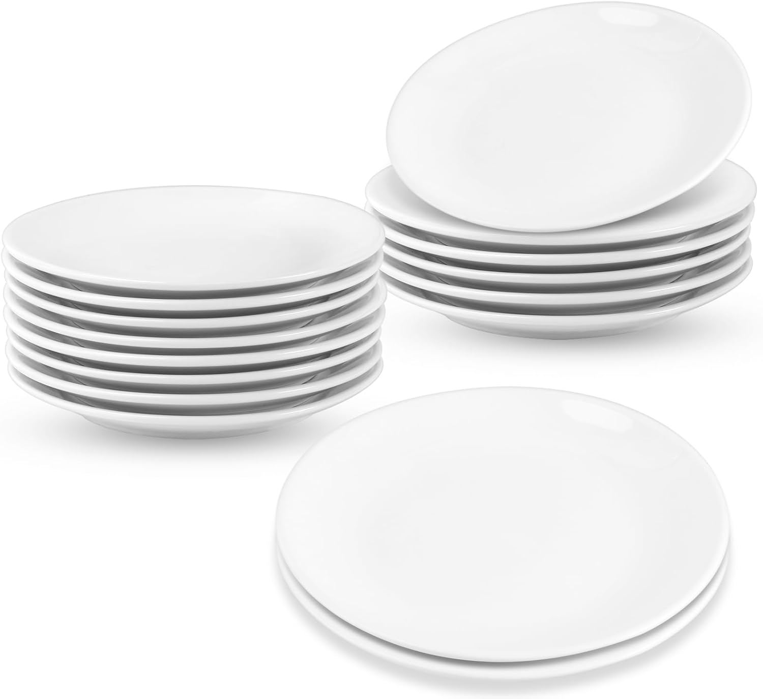16 Pack Ceramic Dessert Plates,6 Inch Appetizer Plates,Small Porcelain Serving Plate,Round Plate for Cake Snacks,Appetizers,Dishwasher and Microwave Oven Safe(White)