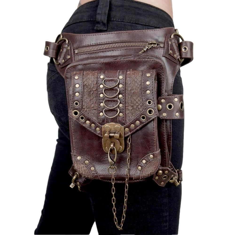 Ro Rox Edison Holster Moon Borsa per Fondina anca in Ecopelle Steampunk Unisex