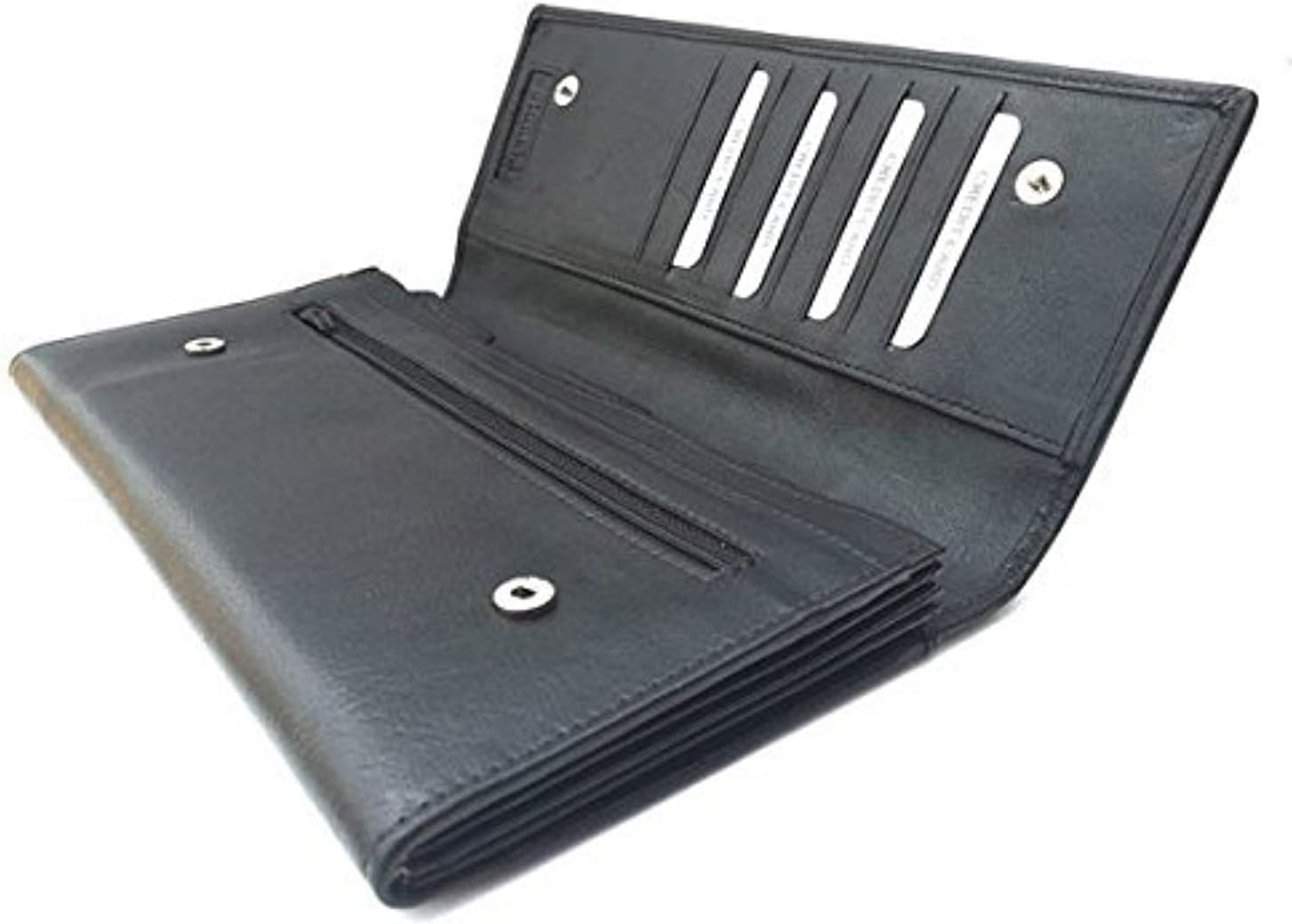 Leather Travel Document Wallet / Organiser / Case (Black), 23x12cm