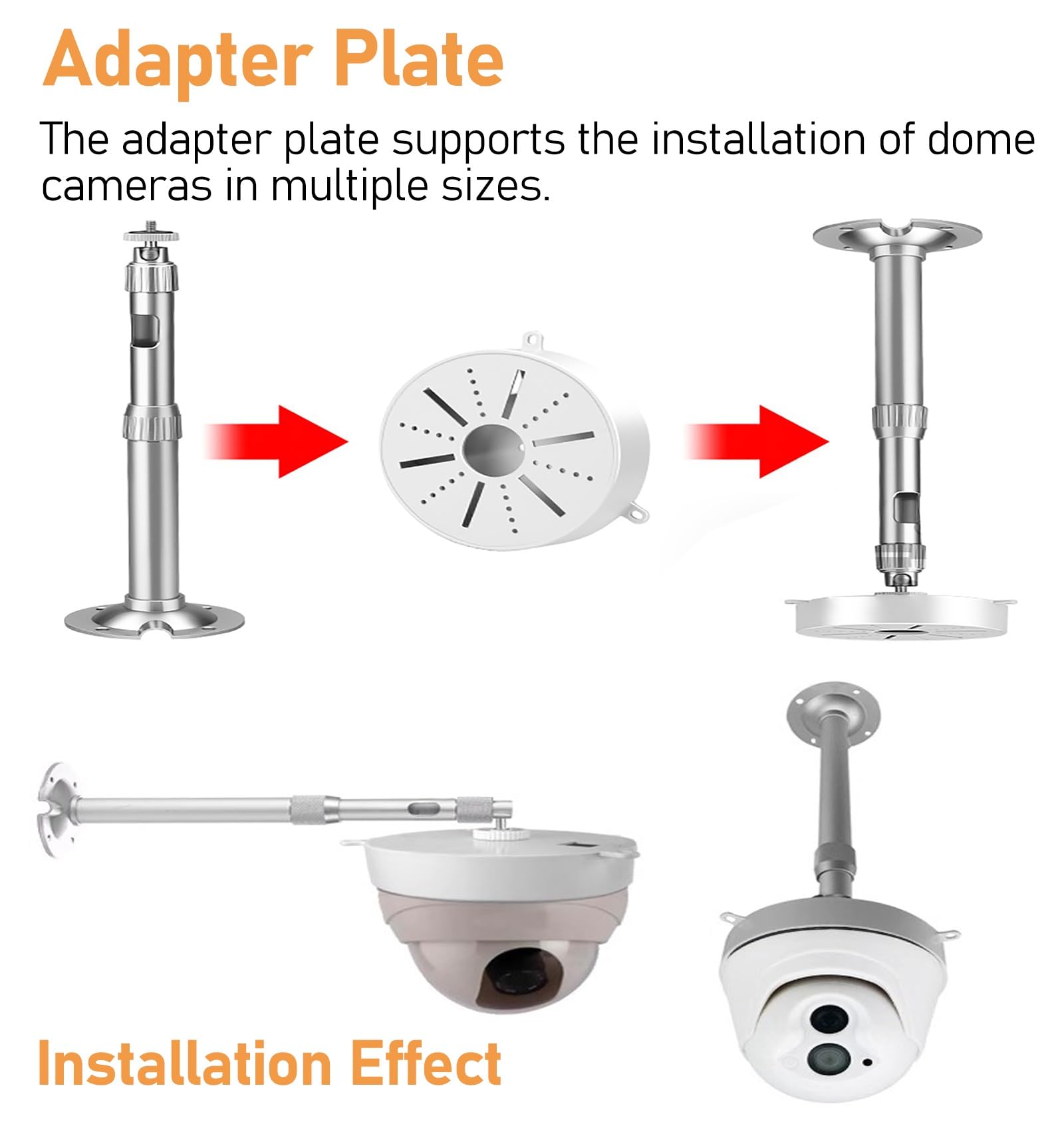 ERRULAN üBerwachungskamera Halterung Überwachungskameramasten für den Außenbereich, Überwachungskameramastpfosten aus Aluminiumlegierung, universelle CCTV-Masthalterung(30-60cm/11.8-23.6in)
