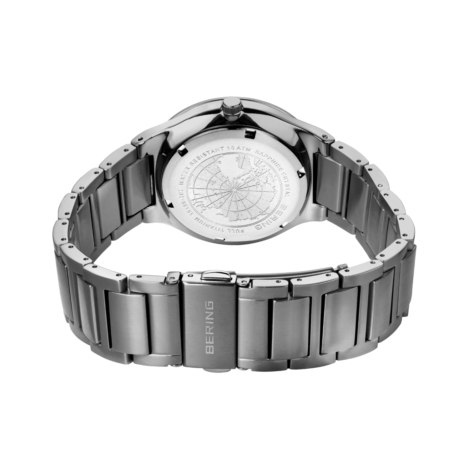 BERING Męski zegarek kwarcowy | zegarek na rękę z tytanową kopertą w kolorze srebrnym o średnicy 40 mm z niebieską tarczą | bransoleta tytanowa | 10 ATM | 15139-707