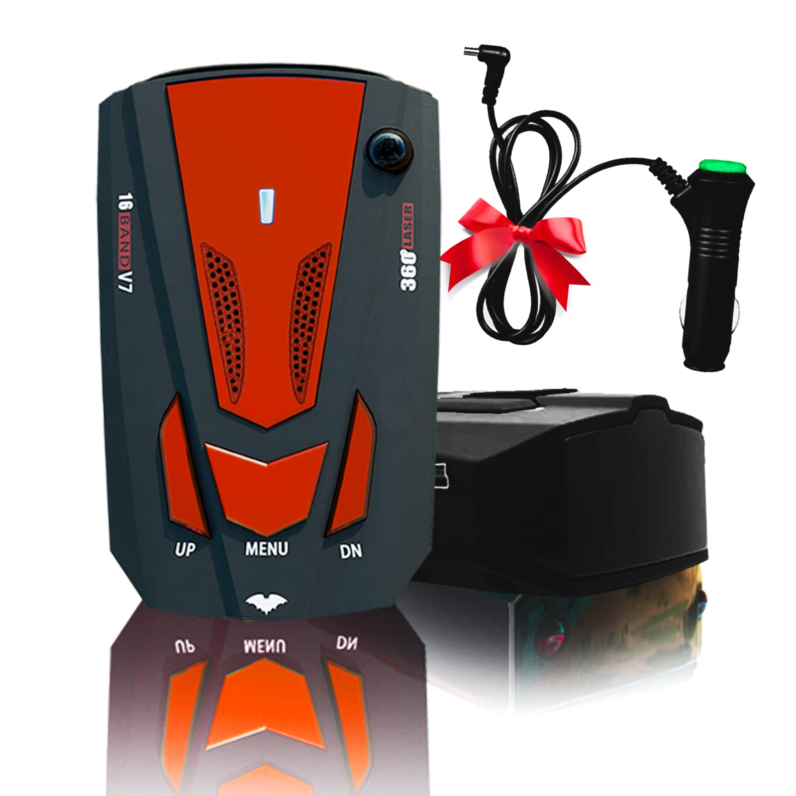 Driving Aids, New V7Radar for Cars with Long Range Detection, Led Display, Mute Memory, City/Highway Mode, Ideal Detector Gifts for Cars (Red)